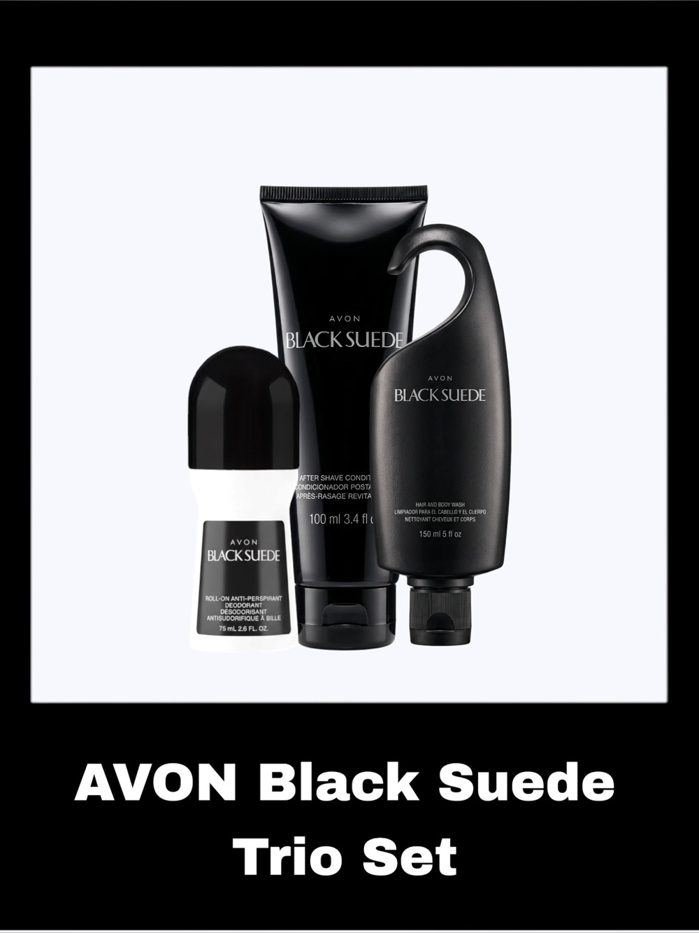 AVON Black Suede Bath + Body Trio Set